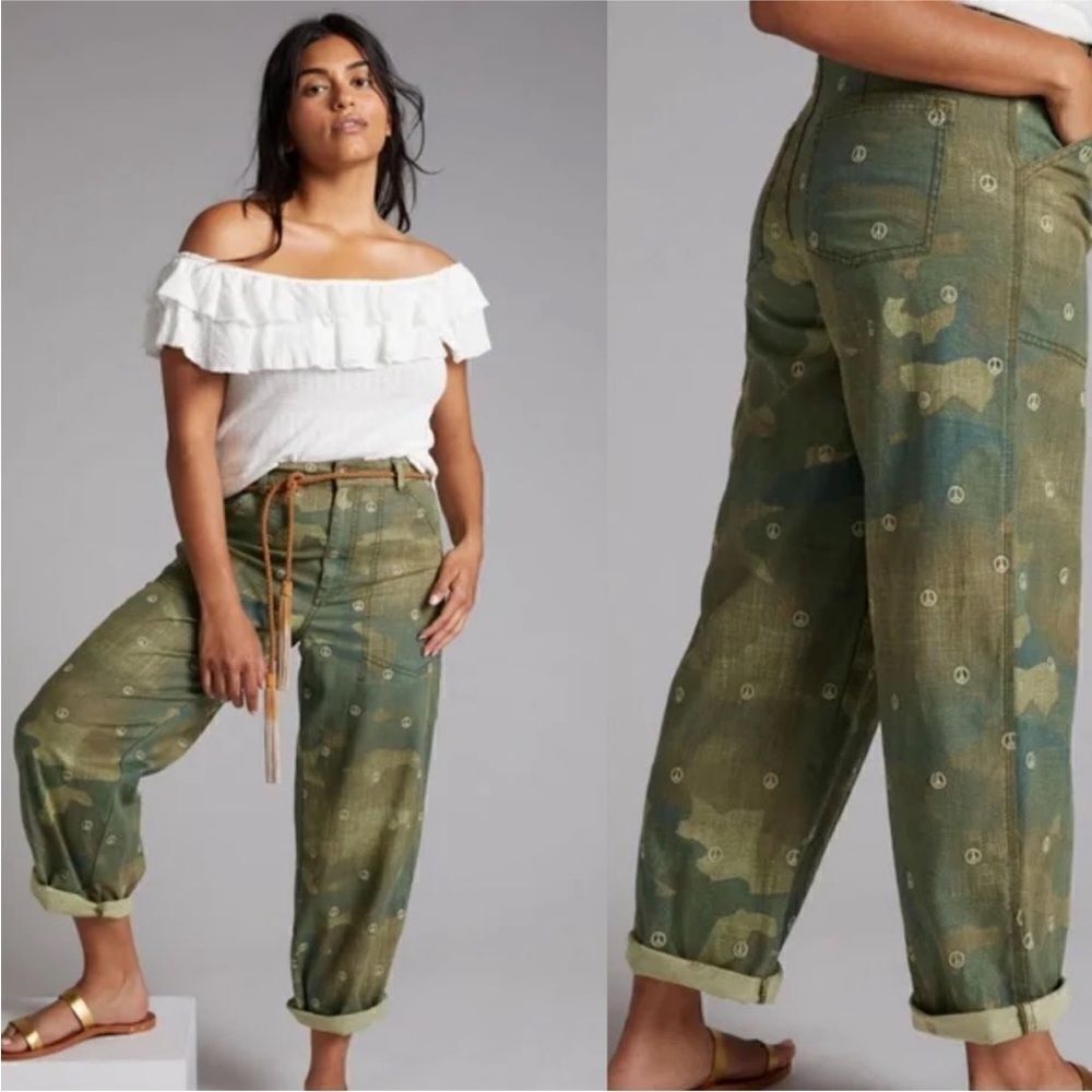 Pilcro The Forager Embroidered Peace Sign Pants Size 25